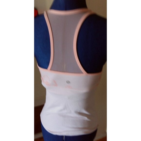 Lululemon DEEP V tank yoga gym light pink floral print mesh tank shirt top 4 - Picture 2 of 9